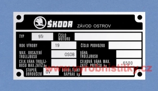 Výrobní štítek Škoda TROLEJBUS
