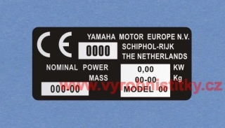 Výrobní štítek YAMAHA CE Lodní motor NETHERLANDS 52x24