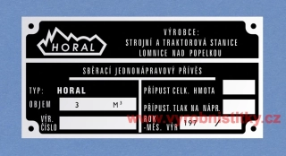 Výrobní štítek HORAL