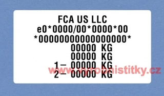 Výrobní štítek JEEP FCA US LLC