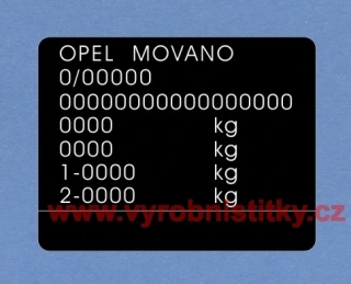 Výrobní štítek OPEL MOVANO