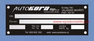 Výrobní štítek Autokora - černý