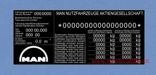 Výrobní štítek MAN NUTZFAHRZEUGE AKTIENGESELLSCHAFT-Variant jednoduché logo