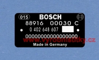 Výrobní štítek BOSCH elektro