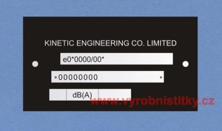 Výrobní štítek KINETIC ENGINEERING