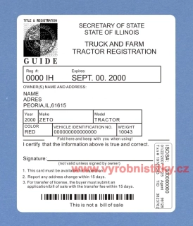 Výrobní štítek YAMAHA USA