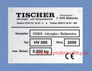 Výrobní štítek TISCHER