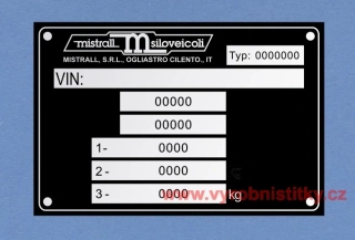 Výrobní štítek MISTRALL