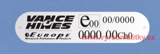 Výrobní štítek VANCE & HINES výfuk