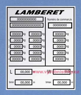 Výrobní štítek LAMBERET