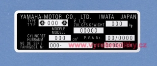 Výrobní štítek YAMAHA MOTOR CO - černý na nýty