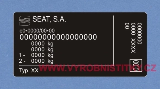 Výrobní štítek SEAT S.A.