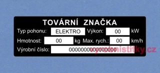Výrobní štítek Invalid tříkolka - Al folie