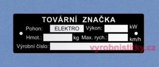 Výrobní štítek Invalid tříkolka - plech