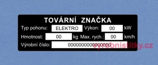 Výrobní štítek Invalid tříkolka - PES