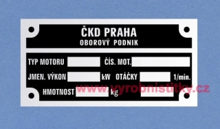 Výrobní štítek ČKD PRAHA