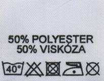 Textilní etiketa bílá 50% Polyester-50% Viskóza